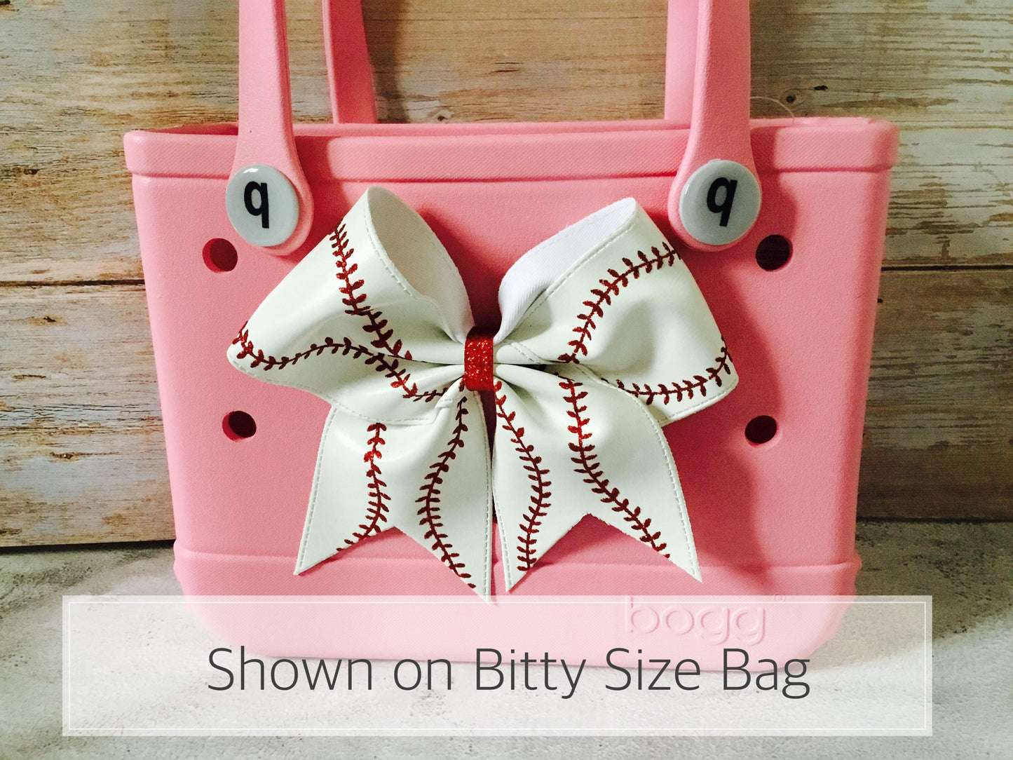 Bogg Bag Baseball Bow Faux Leather Charm