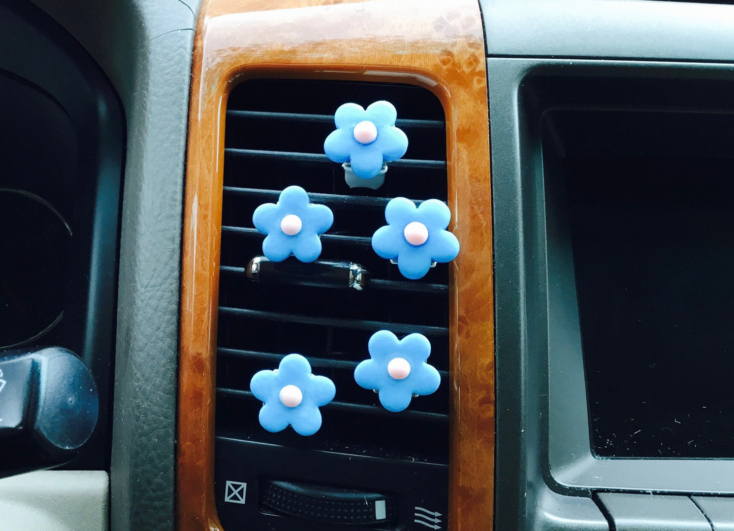 Set of 5 Flower Blue Car  Vent Clip Hanger Hook Accessory Decoration