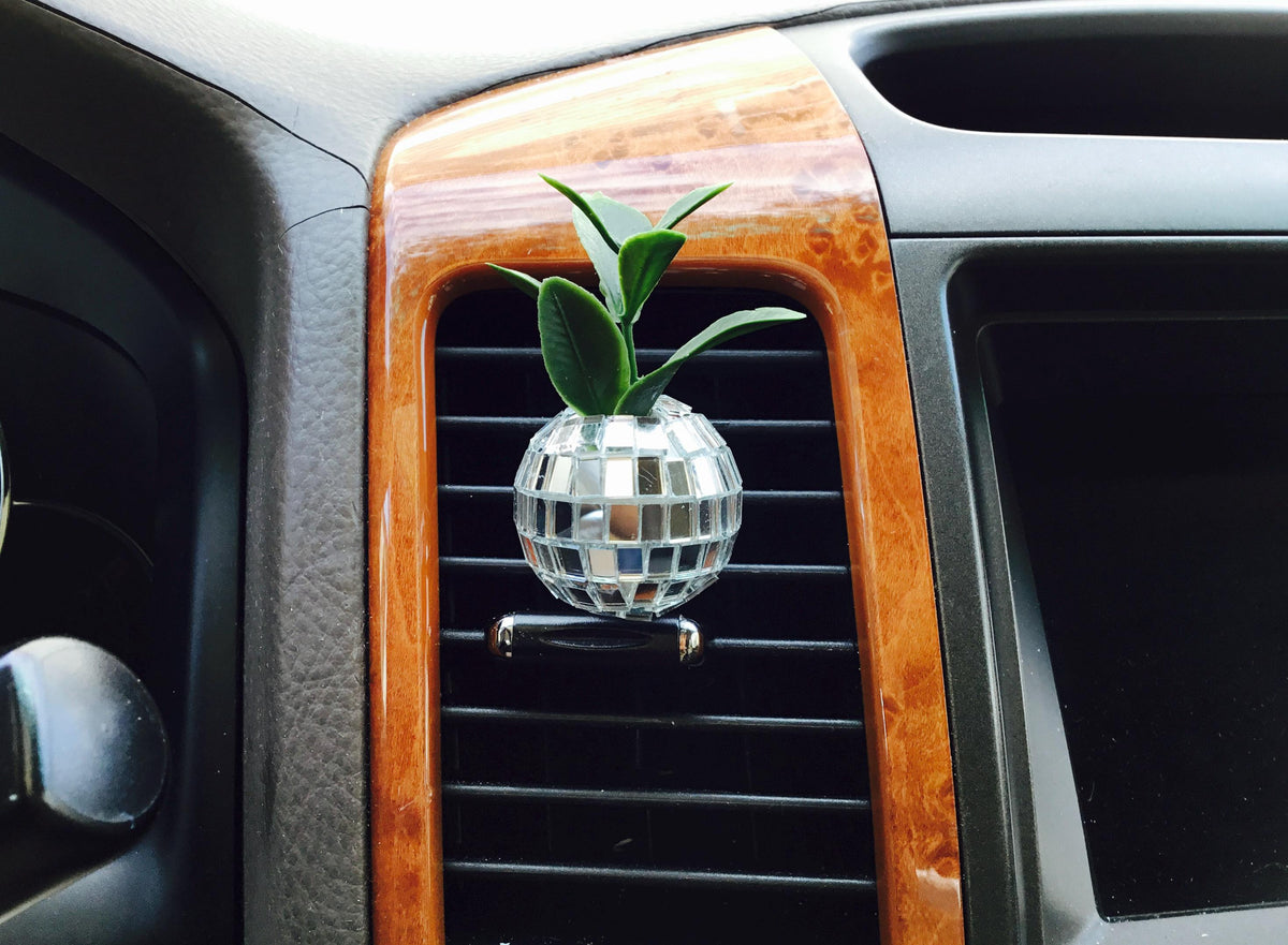 Disco Ball Mirror Ball Planter Plant Car Air Vent Clip Decoration Accessory