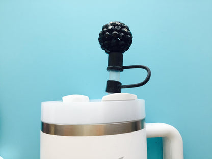 Straw Topper Cap /  Cover /  Black Crystal Jumbo Ball / Stanley Tumbler Quencher 40oz 30oz  Accessory Decoration / Gift