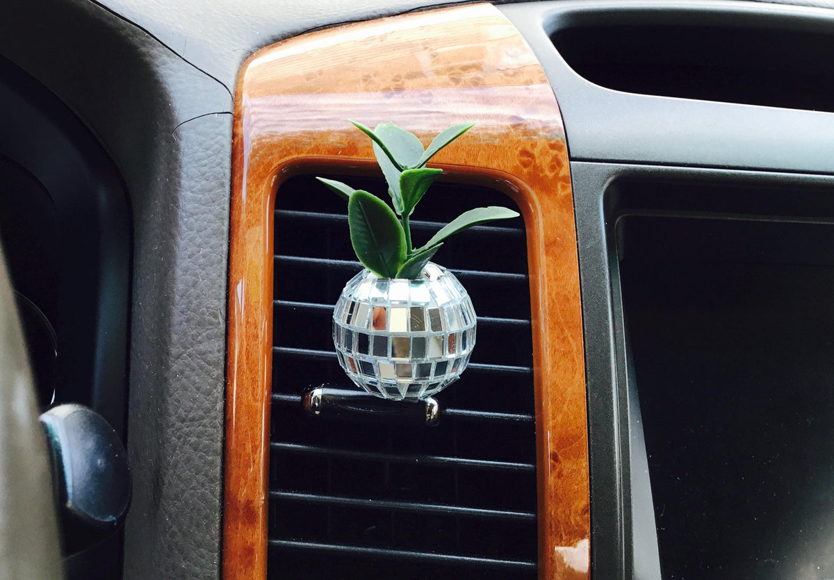 Disco Ball Mirror Ball Planter Plant Car Air Vent Clip Decoration Accessory