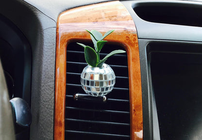 Disco Ball Mirror Ball Planter Plant Car Air Vent Clip Decoration Accessory