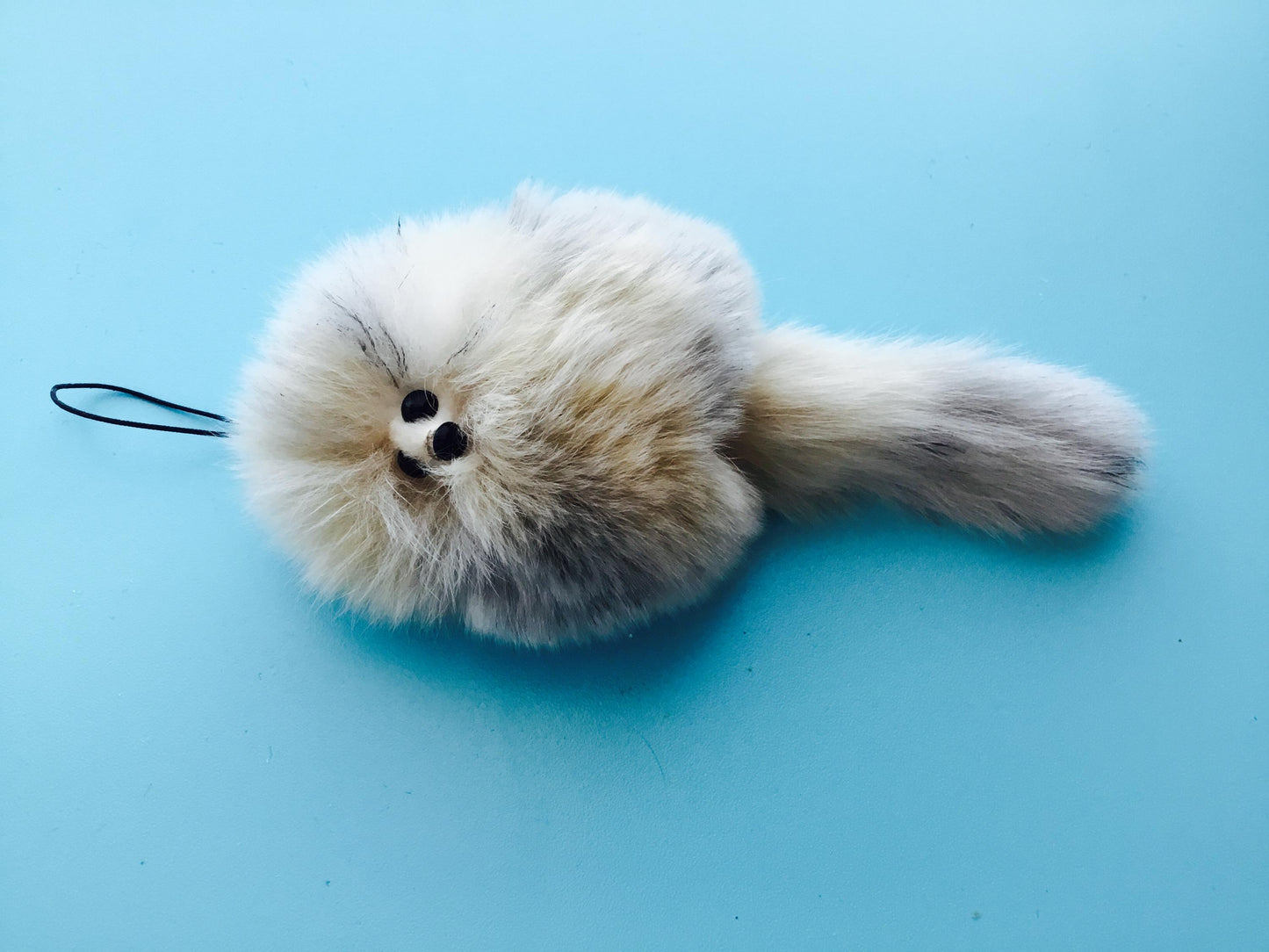 My Furry Friend Hand Dyed Gray  Phone Charm Keychain Bag