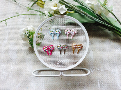 Dainty Lollipop Candy w/ Crystal Post Earrings