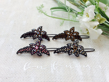 Pink Red AB Iridescent Topaz Brown Crystal Hair Clip Pin Barrette Flower