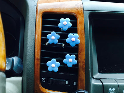 Set of 5 Flower Blue Car  Vent Clip Hanger Hook Accessory Decoration