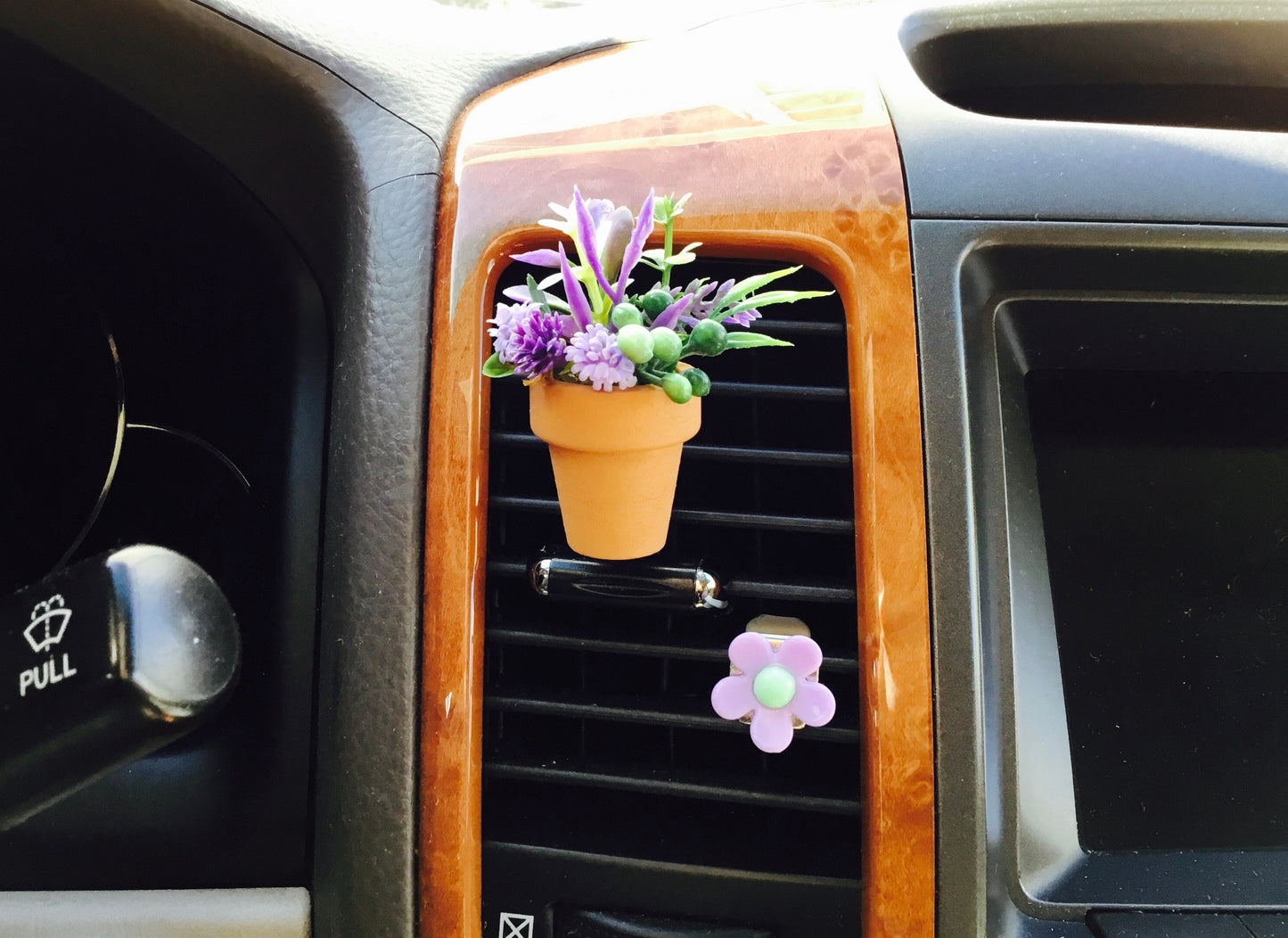 Purple Flower Plant  / Camel / Tan / Arrangement / Car  Vent Clip Decoration