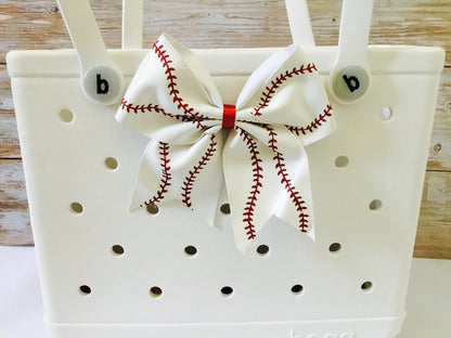 Bogg Bag Baseball Bow Faux Leather Charm