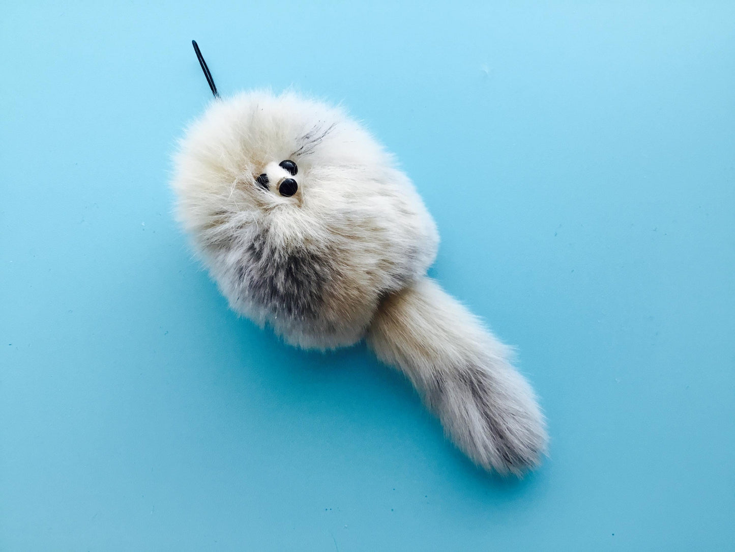 My Furry Friend Hand Dyed Gray  Phone Charm Keychain Bag