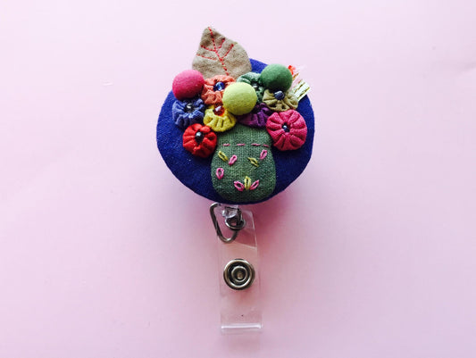 Handmade Flower Badge Reel / ID Holder / Unique / One of a Kind / Gift