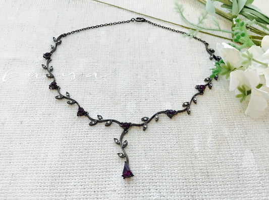 Vintage Purple Crystal  Necklace