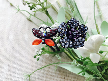 High Quality / Flower Butterfly /  Blue Crystal Rhinestone / Metal Hair Pin Stick Wedding  Gift