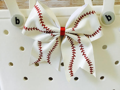 Bogg Bag Baseball Bow Faux Leather Charm