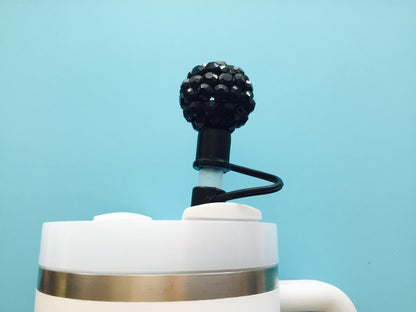 Straw Topper Cap /  Cover /  Black Crystal Jumbo Ball / Stanley Tumbler Quencher 40oz 30oz  Accessory Decoration / Gift