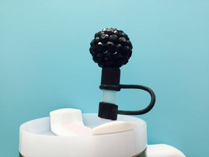 Straw Topper Cap /  Cover /  Black Crystal Jumbo Ball / Stanley Tumbler Quencher 40oz 30oz  Accessory Decoration / Gift