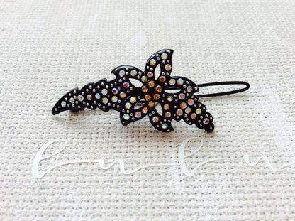 Pink Red AB Iridescent Topaz Brown Crystal Hair Clip Pin Barrette Flower