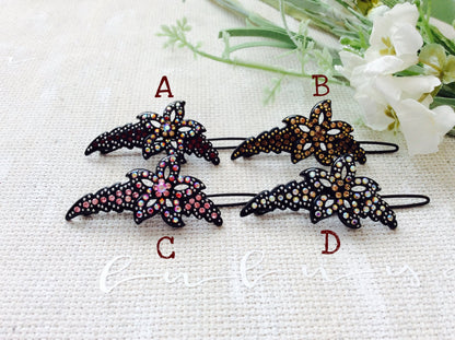 Pink Red AB Iridescent Topaz Brown Crystal Hair Clip Pin Barrette Flower