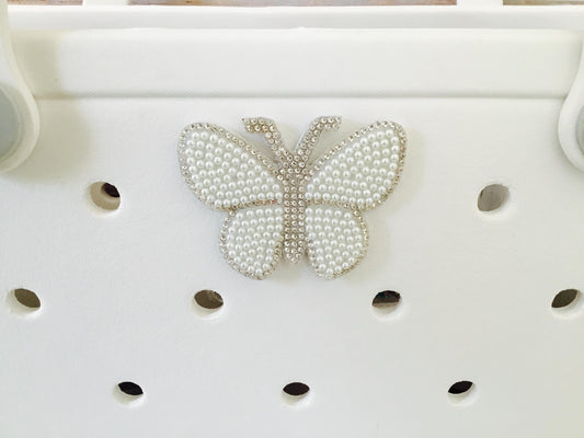 Butterfly / Pearl Crystal Charm for Bogg Bag / Accessory