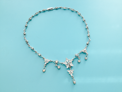 luxury Flower drop crystal necklace for special occasion 14. inches