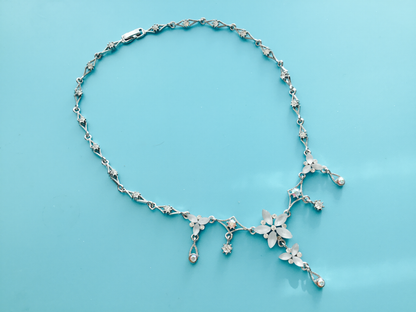 luxury Flower drop crystal necklace for special occasion 14. inches