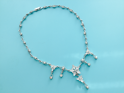 luxury Flower drop crystal necklace for special occasion 14. inches