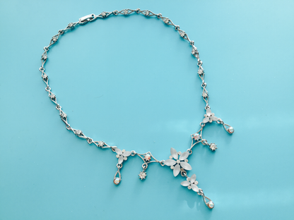 luxury Flower drop crystal necklace for special occasion 14. inches