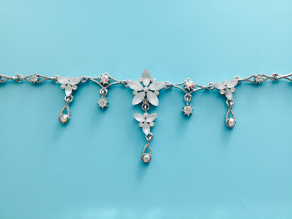 luxury Flower drop crystal necklace for special occasion 14. inches
