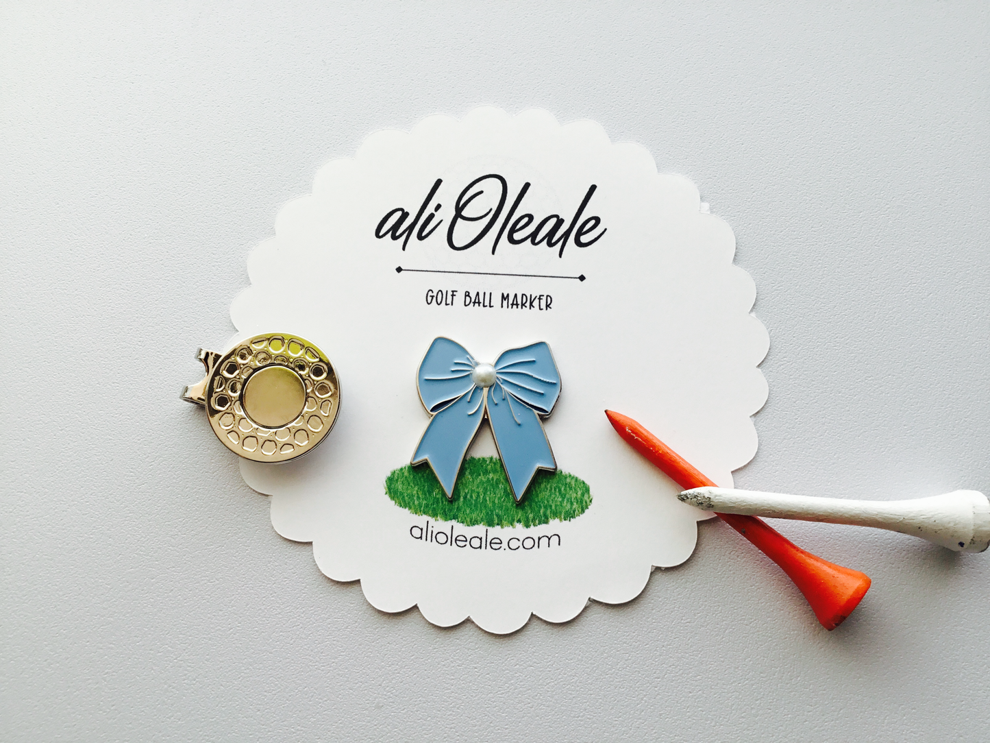 Coquette Blue Bow Golf Ball Marker  & Silver Hat Clip