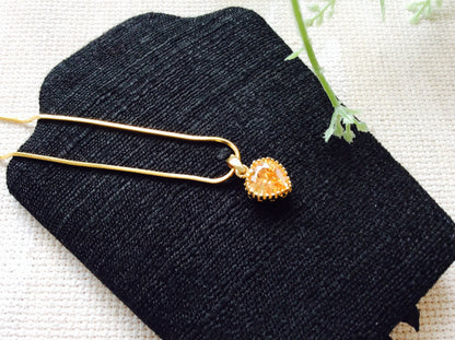 Topaz CZ Cubic Zirconia / Heart Charm Gold Snake Chain Necklace