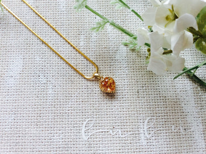 Topaz CZ Cubic Zirconia / Heart Charm Gold Snake Chain Necklace