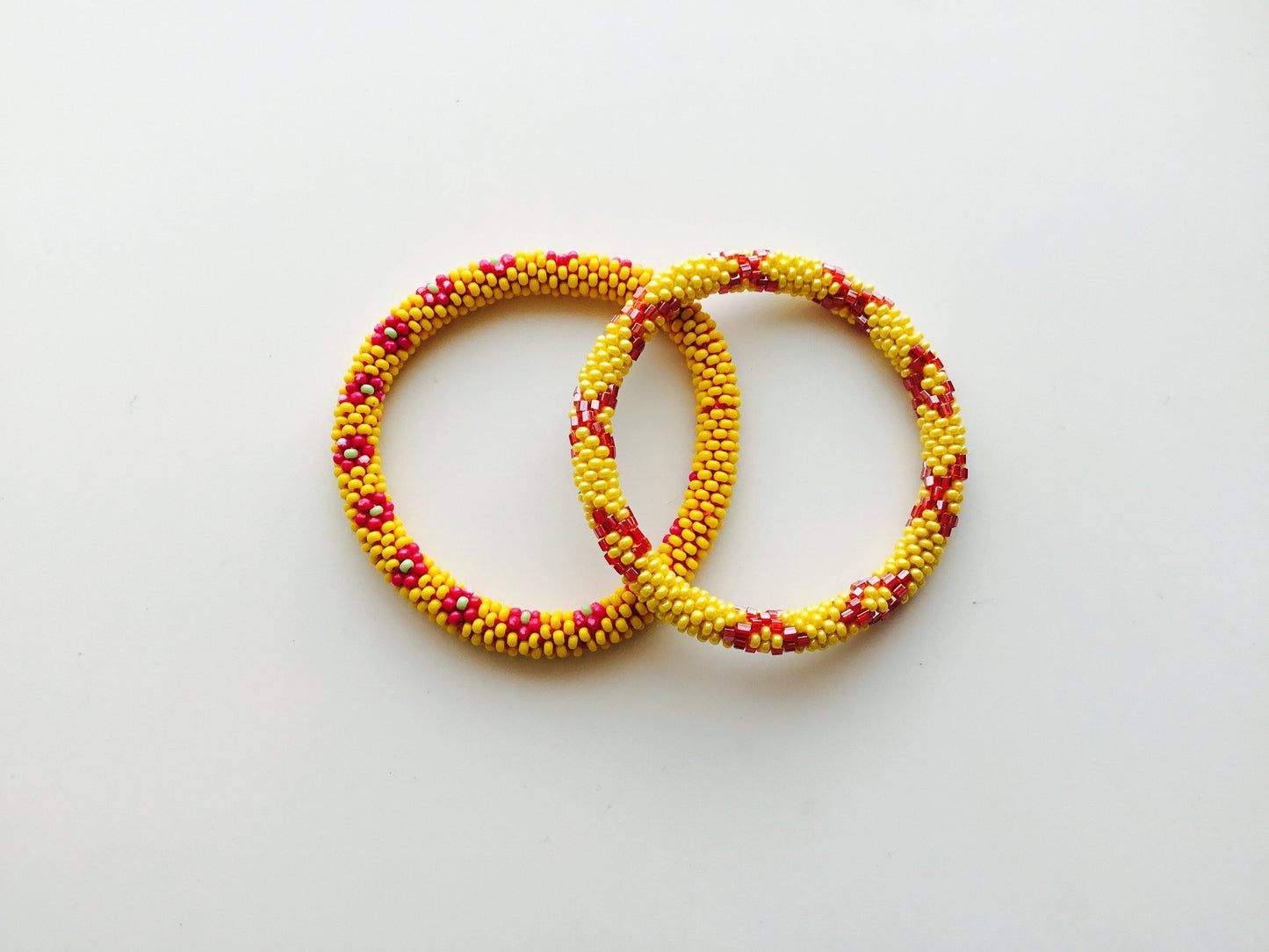 Set Of 2 Nepal Beaded Slide On Bracelets