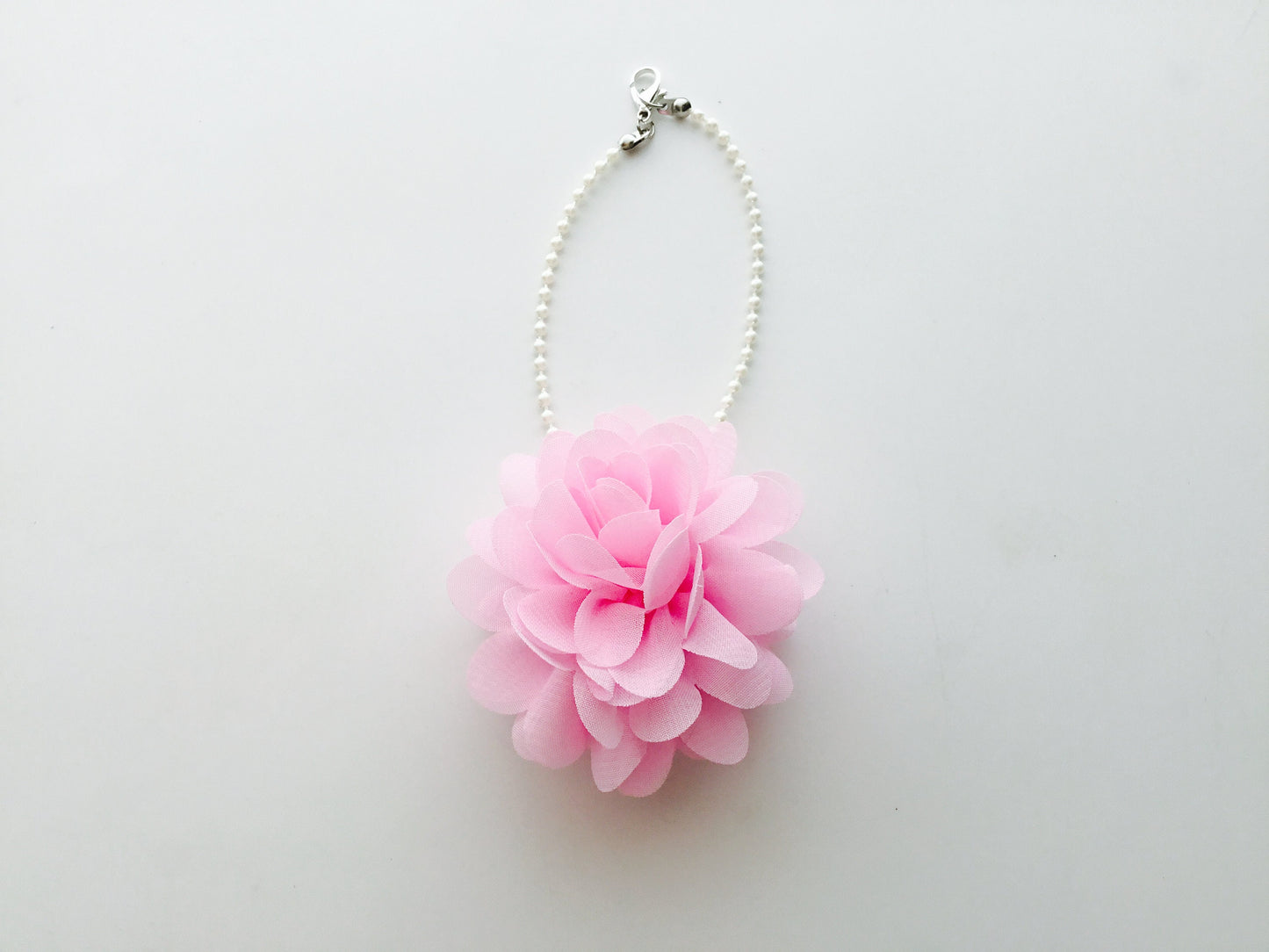 3D Pink Chiffon Flower Rearview Mirror Charm