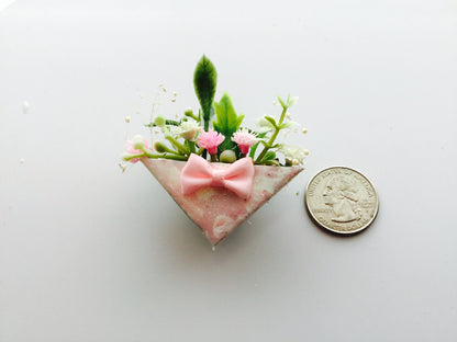 Pink Flower Bow Car Vent Clip